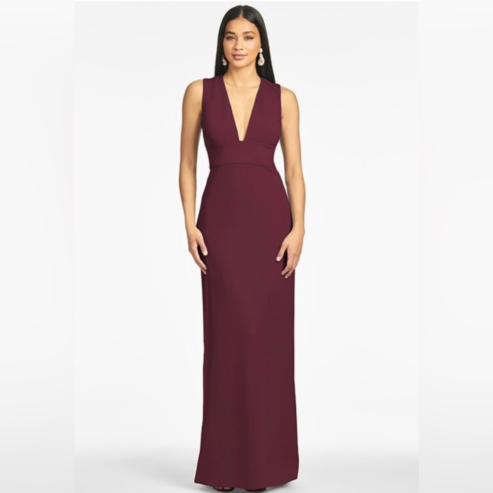 SACHIN + BABI Women's Sz 0 Burgundy Sleeveless V Neck Long Gown